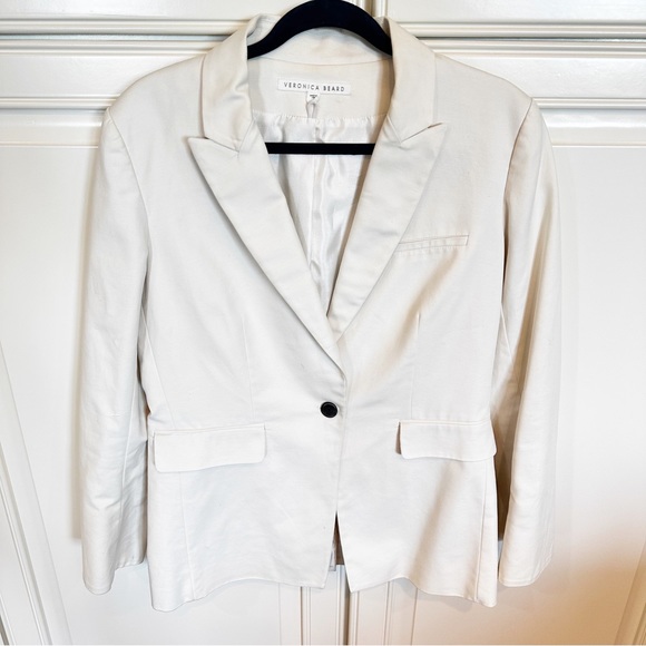 Veronica Beard Womens Ivory Suit Coat Blazer Classic Style Preppy Jacket Size 10 - Picture 2 of 11